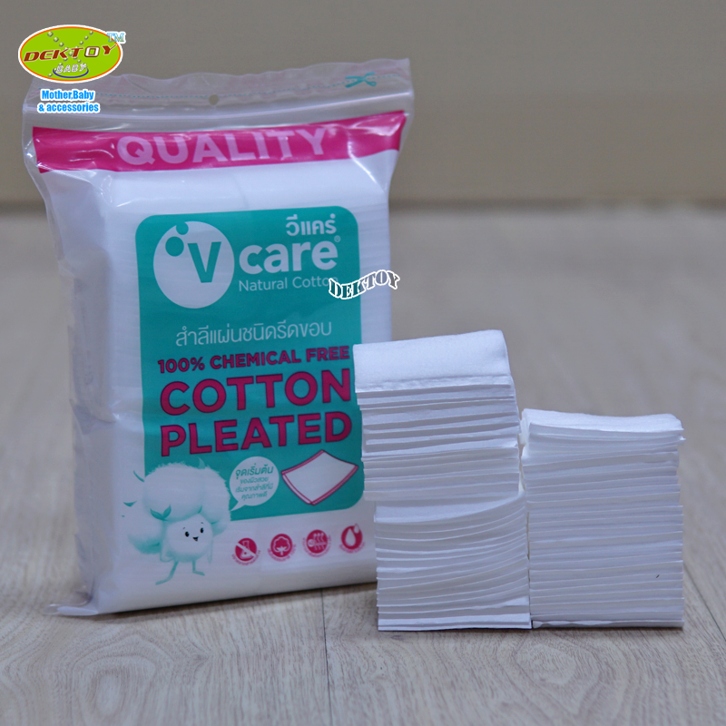 V-Care วีแคร์ สำลีแผ่นชนิดรีดขอบ100แผ่น