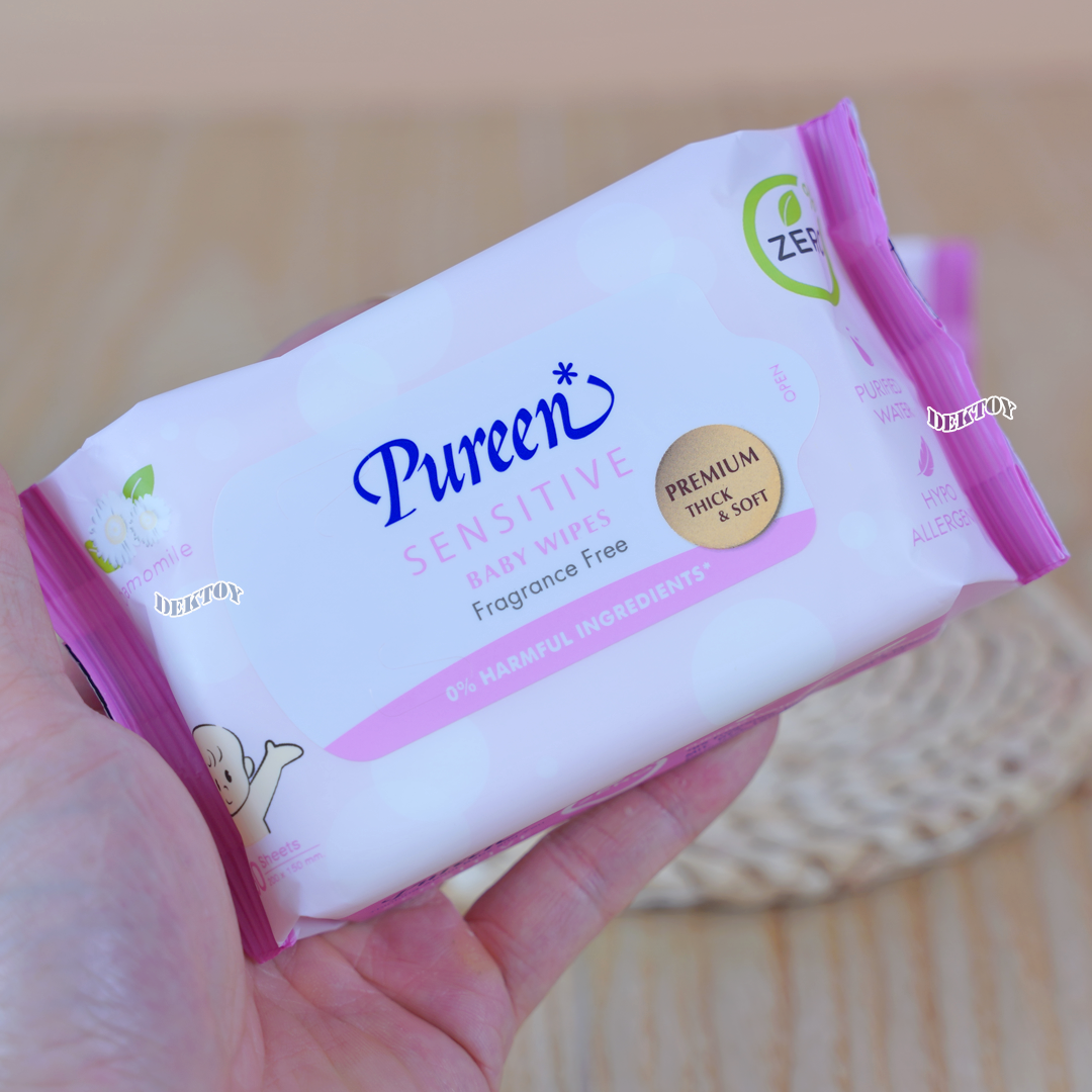 2 ห่อ ทิชชู่เปียก Pureen เบบี้ไวพส์ สูตรเซนส์ซิทีฟ30ชิ้น ห่อเล็กขนาดพกพา