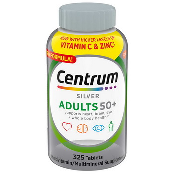 Centrum Silver สูตรใหม่ครบถ้วน สำหรับผู้ที่อายุ50ขึ้นไป (ทานได้ทั้ง ชาย/หญิง) วันละ 1 เม็ด ขนาด 325 เม็ด