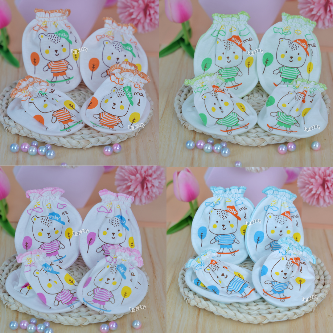 Nana ถุงมือ1คู่ ถุงเท้า1คู่ เด็กแรกเกิดทูโทน