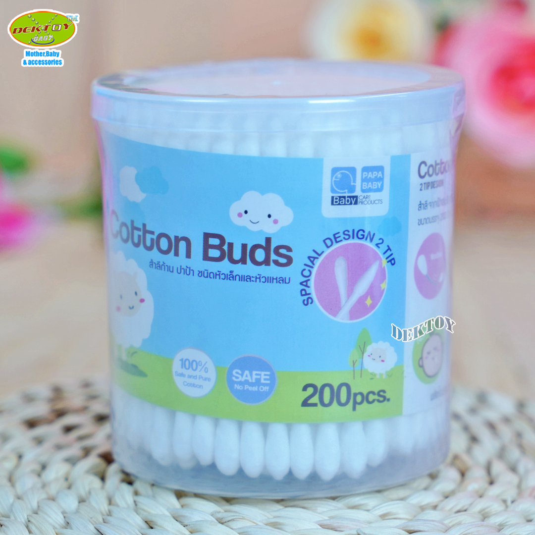 Papa ปาป้า สำลีก้านปาป้าหัวแหลมด้านเดียว 200 ก้าน CEQ-038