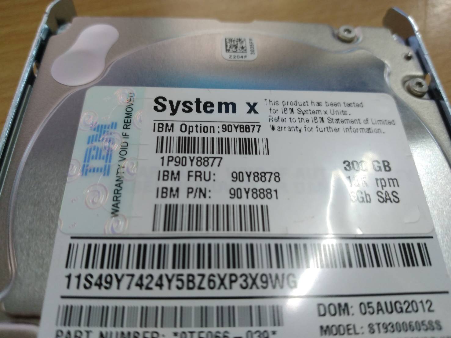 90Y8878 90Y8877 90Y8881 IBM 300GB 10K 6G G2 HOT SWAP SFF 2.5" SAS HARD
