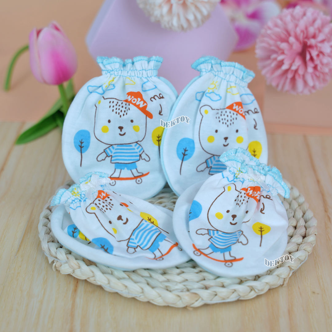 Nana ถุงมือ1คู่ ถุงเท้า1คู่ เด็กแรกเกิดทูโทน