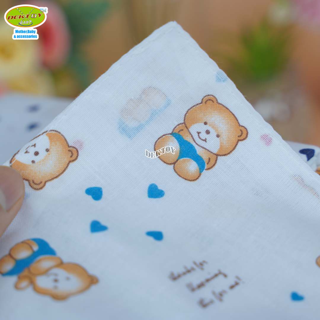 Gold Baby ผ้าอ้อมสาลู 2 ชั้นเกรดA ลายหมีหัวใจ 12 ผืน