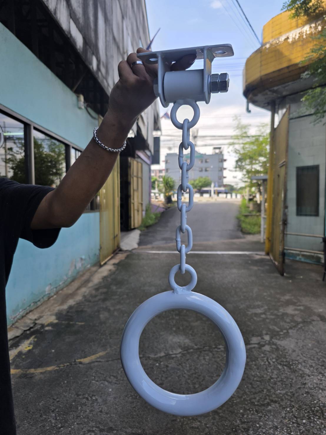 อะไหล่ห่วงโหนพร้อมโซ่ ขนาดห่วง 17 ซม. ความยาวโซ่ 20 ซม. อะไหล่เครื่องเล่นสนาม ห่วงพร้อมโซ่ ตะขอ โซ่ พร้อมส่ง