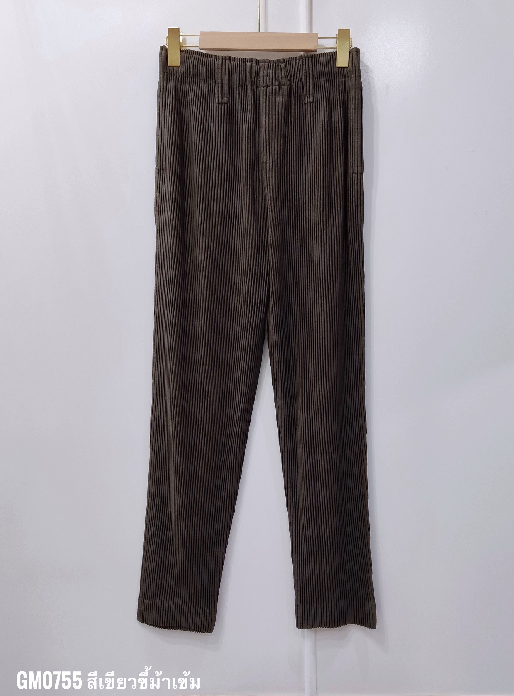 UNISEX ยาว 38 นิ้ว 2MUAY รุ่น GM0755 กางเกงอัดพลีท THICK STRAIGHT FIT PLEATED PANTS 4 สี FREE SIZE