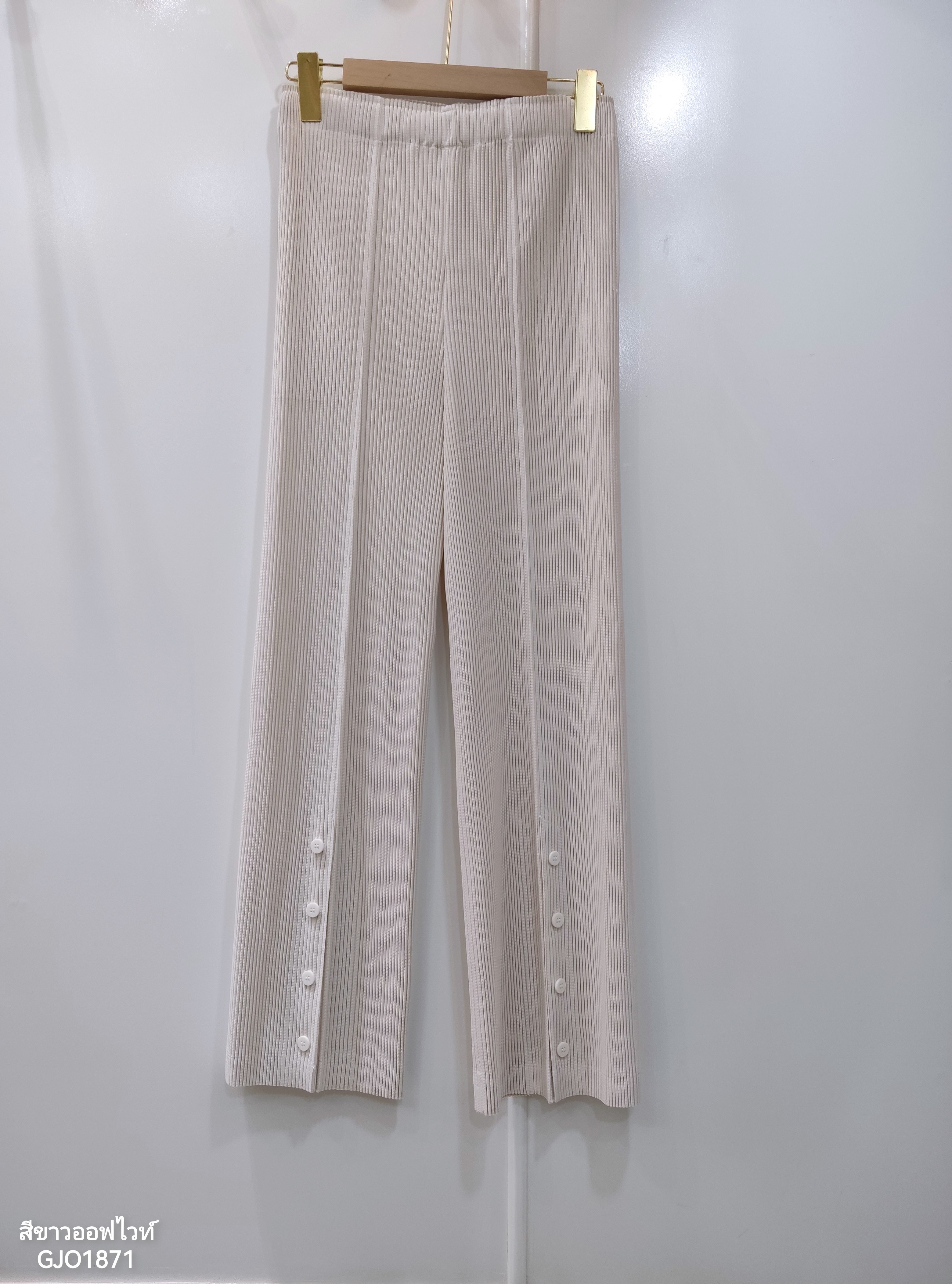 ยาว 38.5 นิ้ว 2MUAY รุ่น GJO1871 กางเกงพลีทคุณภาพ THICK STRAIGHT LEG SPIT FRONT PLEATED PANTS 10สี FREE SIZE