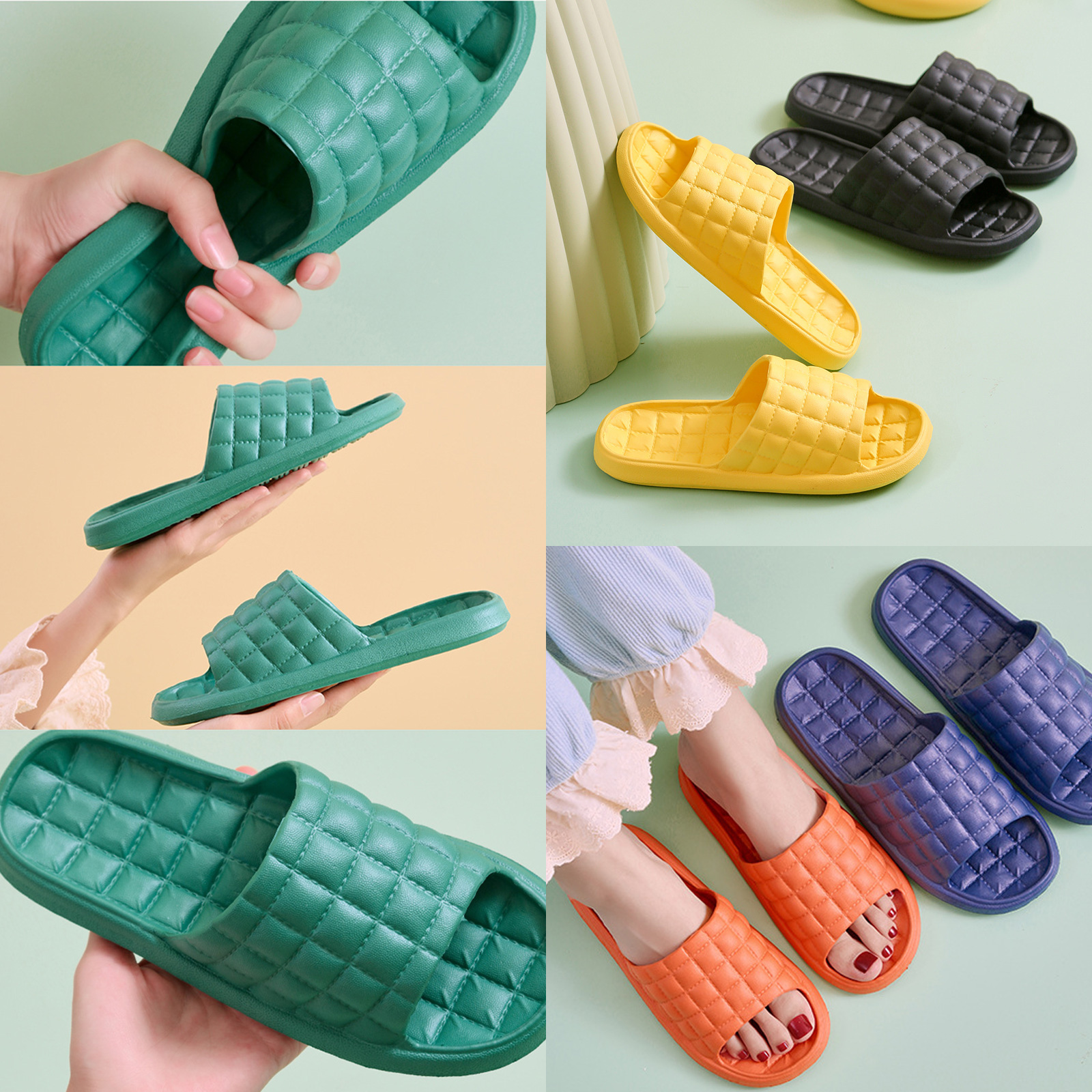 รองเท้าแตะ แบบสวม รุ่น ตะเข็บพอง ใส่ในบ้าน ใส่ในห้องน้ำ ใส่ไปข้างนอก น้ำหนักเบา นุ่ม สบายเท้า พื้นยางกันลื่น