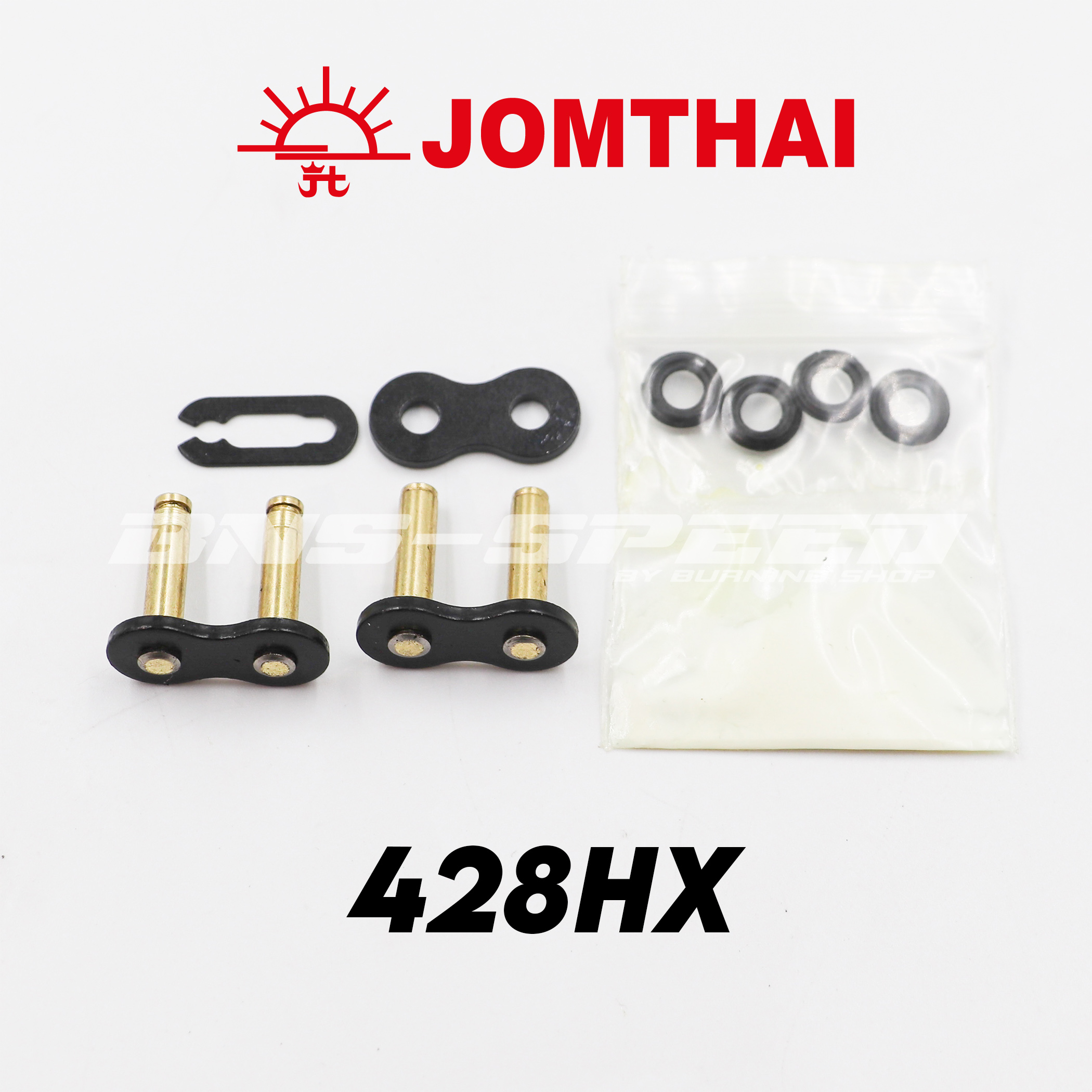 ข้อต่อโซ่ Jomthai 428HX - สีดำหมุดทอง 1 ชุดได้ 2 แบบ กิ๊ฟ+ย้ำ
