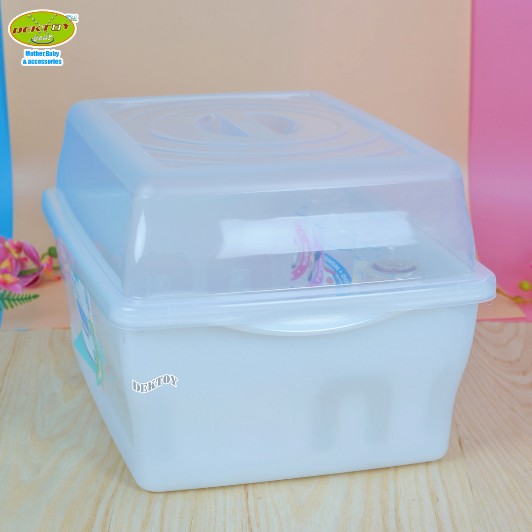 Nanny แนนนี่ กล่องเก็บขวดนม ที่คว่ำขวดนมขนาดใหญ่ ฝาปิด มี Microban ป้องกันแบคทีเรีย 99.9% (N3837MB)