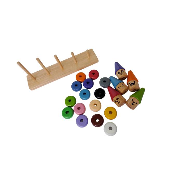 ตัวตลกใส่หมวกสวมหลัก12สี15ชิ้น โดนัทใส่หลัก ของเล่นเสริมพัฒนาการเด็ก ฝึกกล้ามเนื้อมัดเล็ก สมาธิ พร้อมส่ง