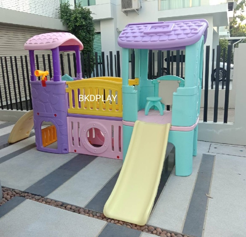 ส่งฟรี บ้านสไลเดอร์ปีนป่าย บ้านน้อย2ชั้น คละสี เลือกสีได้ ราคาต่อ1ชุด กระดานลื่นเด็ก เครื่องเล่นสนามกลางแจ้ง-ในร่ม พร้อมส่ง