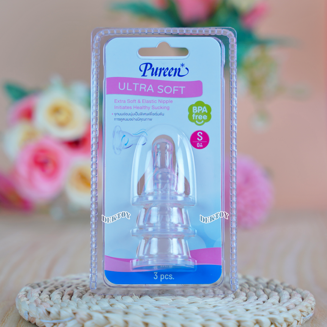 Pureen เพียวรีน จุกนมเพียวรีน Ultra soft คอมาตรฐาน แพ็ค3ชิ้น