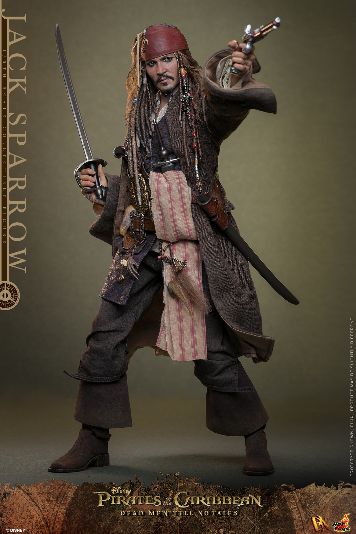 [พร้อมส่ง]Hot Toys 1/6 : Pirates of the Caribbean : Dead Men Tell No Tales - Jack Sparrow - DX38 : (Deluxe Version)(กล่องทะลุ)