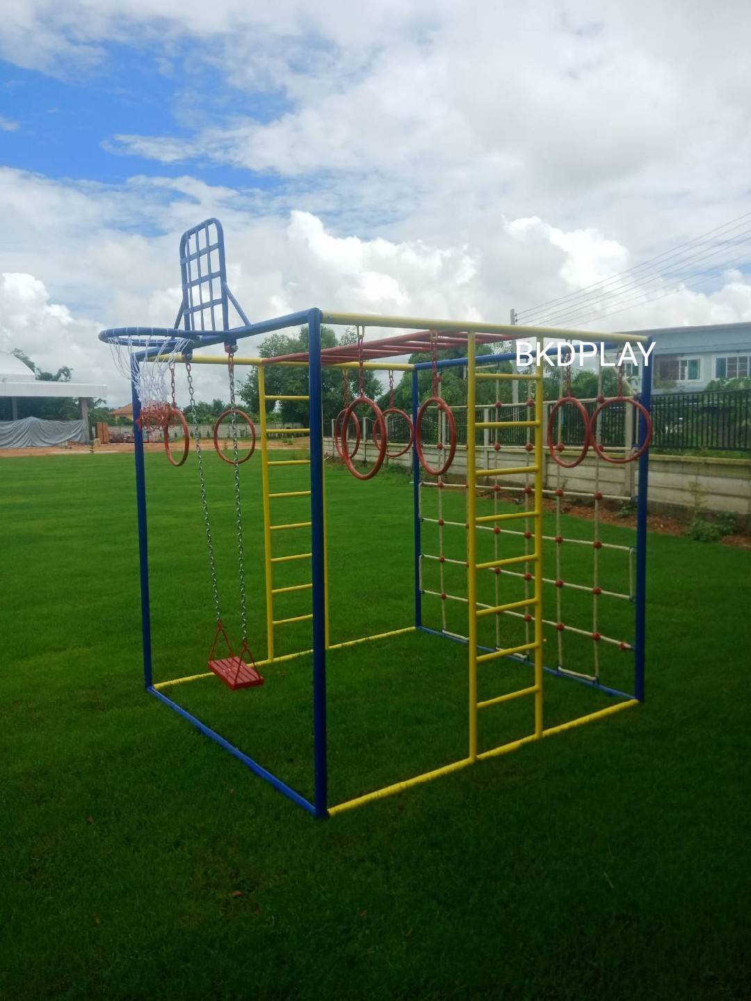 ลูกเต๋าปีนป่าย ชุดรวมปีนป่ายสี่เหลี่ยมA2 ปีนป่ายเชือก พร้อมบาร์โหน บาร์ไต่ ชิงช้า เครื่องเล่นสนามเหล็ก เครื่องเล่นสนามกลางแจ้ง OutdoorPlayground