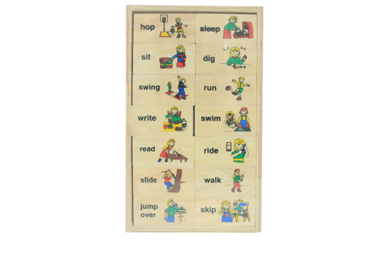 โดมิโนภาพกับคำอ่านภาษาอังกฤษชุด อริยาบท , ของเล่นไม้, ของเล่นเสริมพัฒนาการ, ของเล่นเด็กอนุบาล, สื่อการสอนเด็กอนุบาล