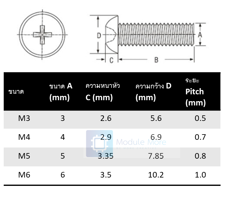 [ 5 ชิ้น ] สกรูพลาสติกหัวฟิลลิปส์ใส M3 Transparent Nylon phillip head screw 1 ชุดมี 5 ชิ้น