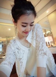 เสื้อคลุมแฟชั่น แขนสามส่วน สีขาว สีชมพู น่ารักๆๆ