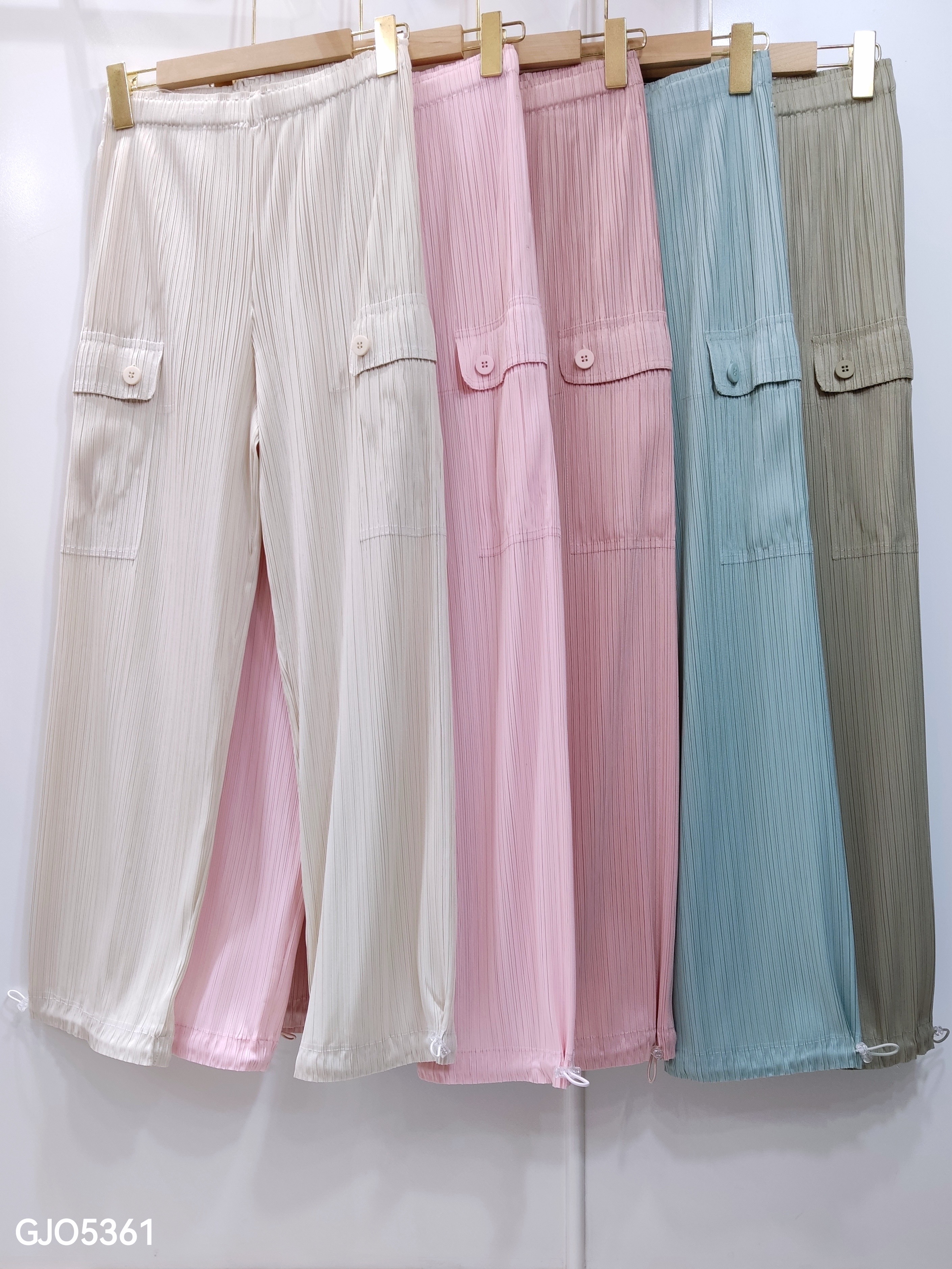 ยาว 36.5นิ้ว! 2MUAY รุ่น GJO5361 กางเกงพลีทคุณภาพ CARGO STRAIGHT LEG PLEATED PANTS 10 สี FREE SIZE
