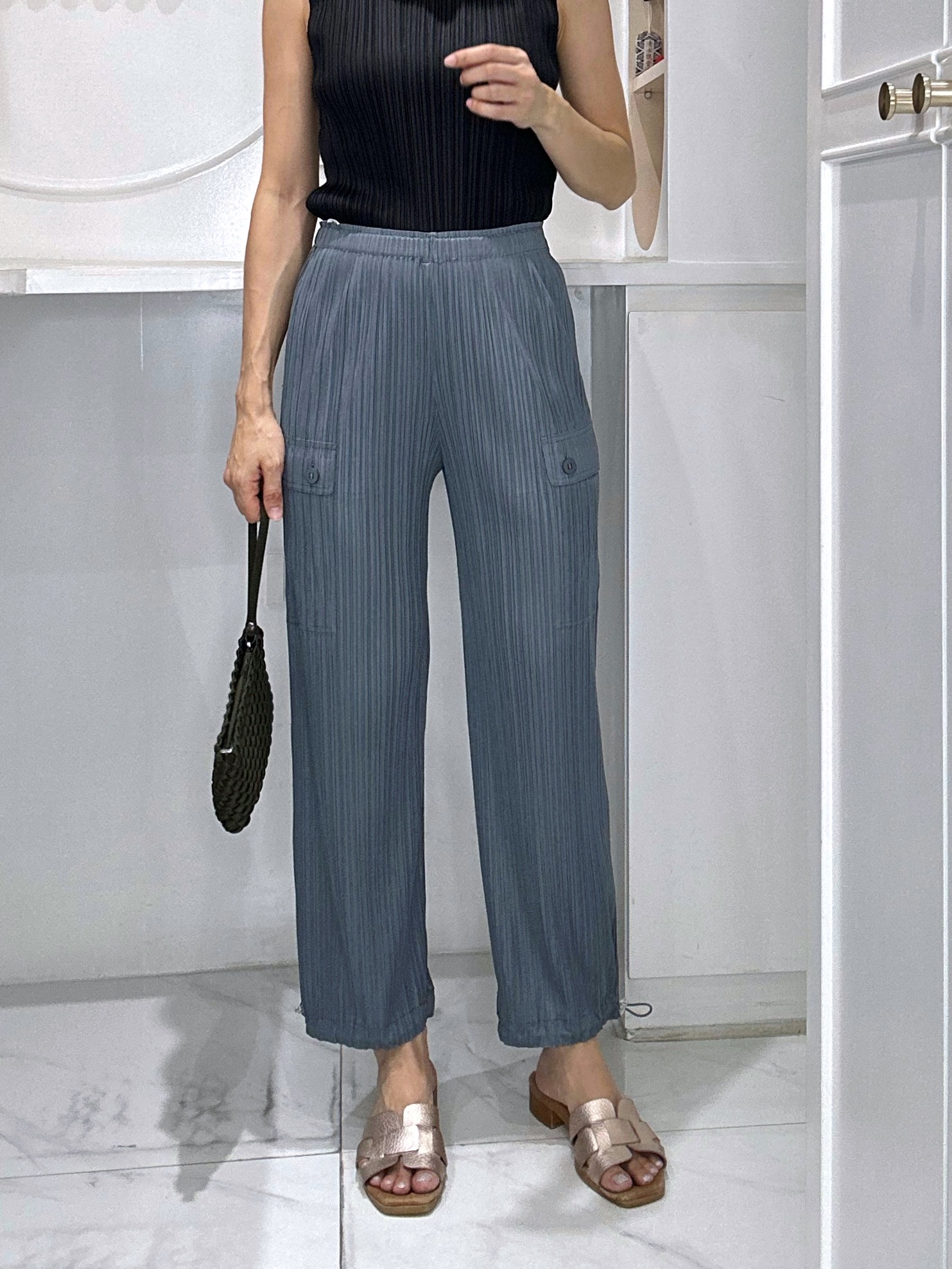 ยาว 36.5นิ้ว! 2MUAY รุ่น GJO5361 กางเกงพลีทคุณภาพ CARGO STRAIGHT LEG PLEATED PANTS 10 สี FREE SIZE