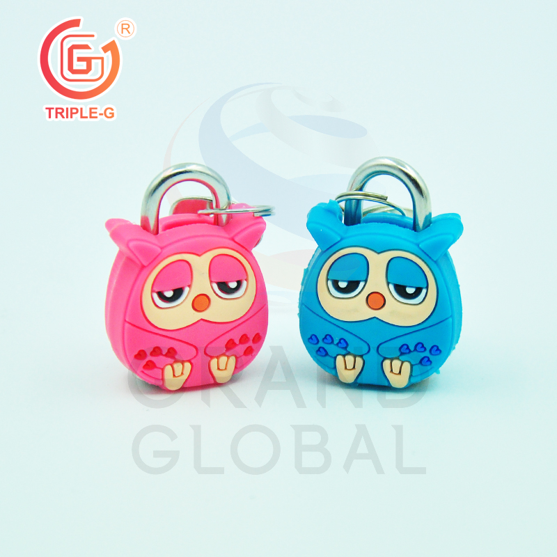 Triple-G พวงกุญแจ แม่กุญแจล็อคกระเป๋า หุ้มยาง ลายสัตว์