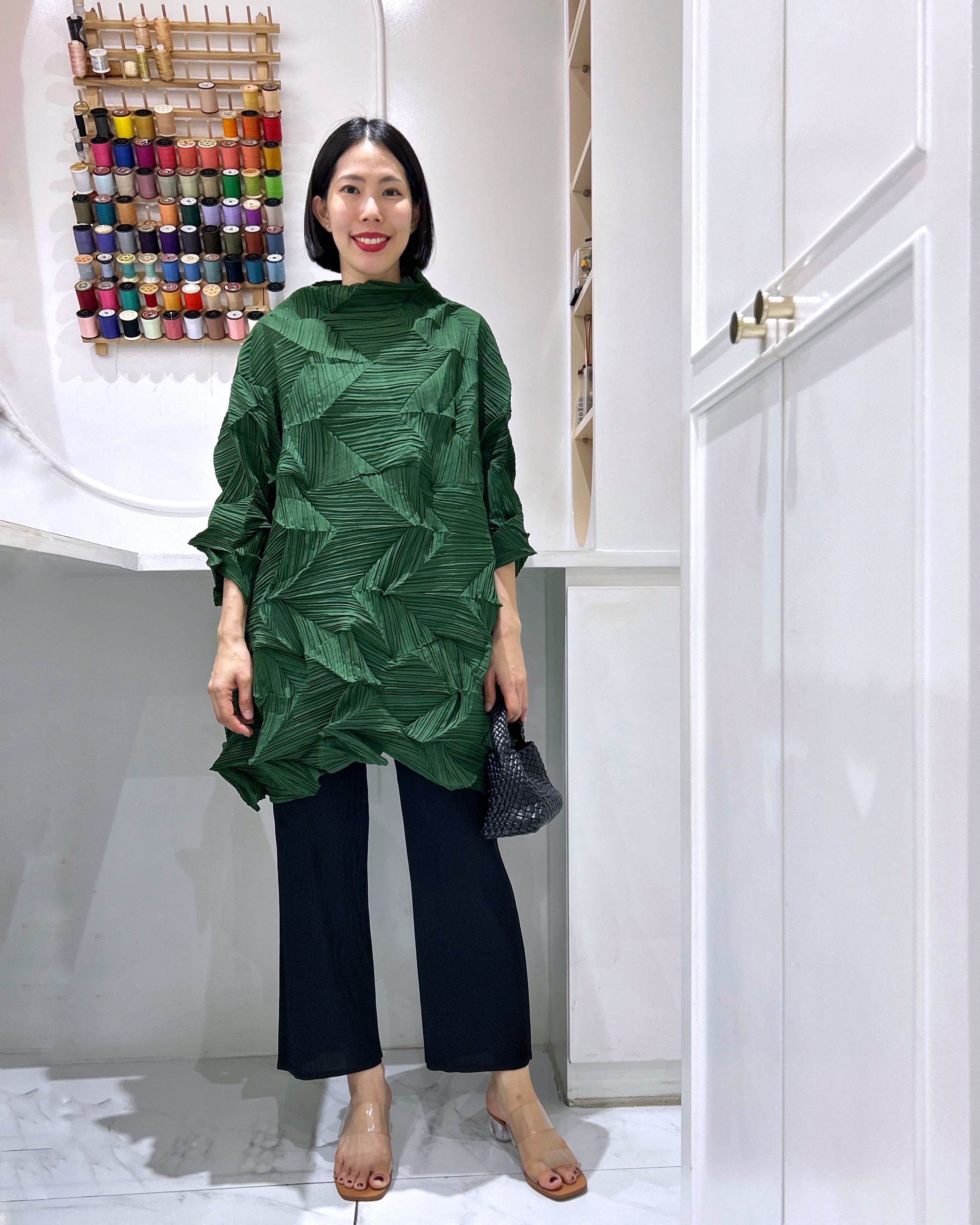 อกถึง60 ยาว31นิ้ว 2MUAY รุ่น CX6392 เสื้อพลีทคุณภาพ HIGH NECK ZIG ZAG PLEATED TOP 10 สี FREE SIZE