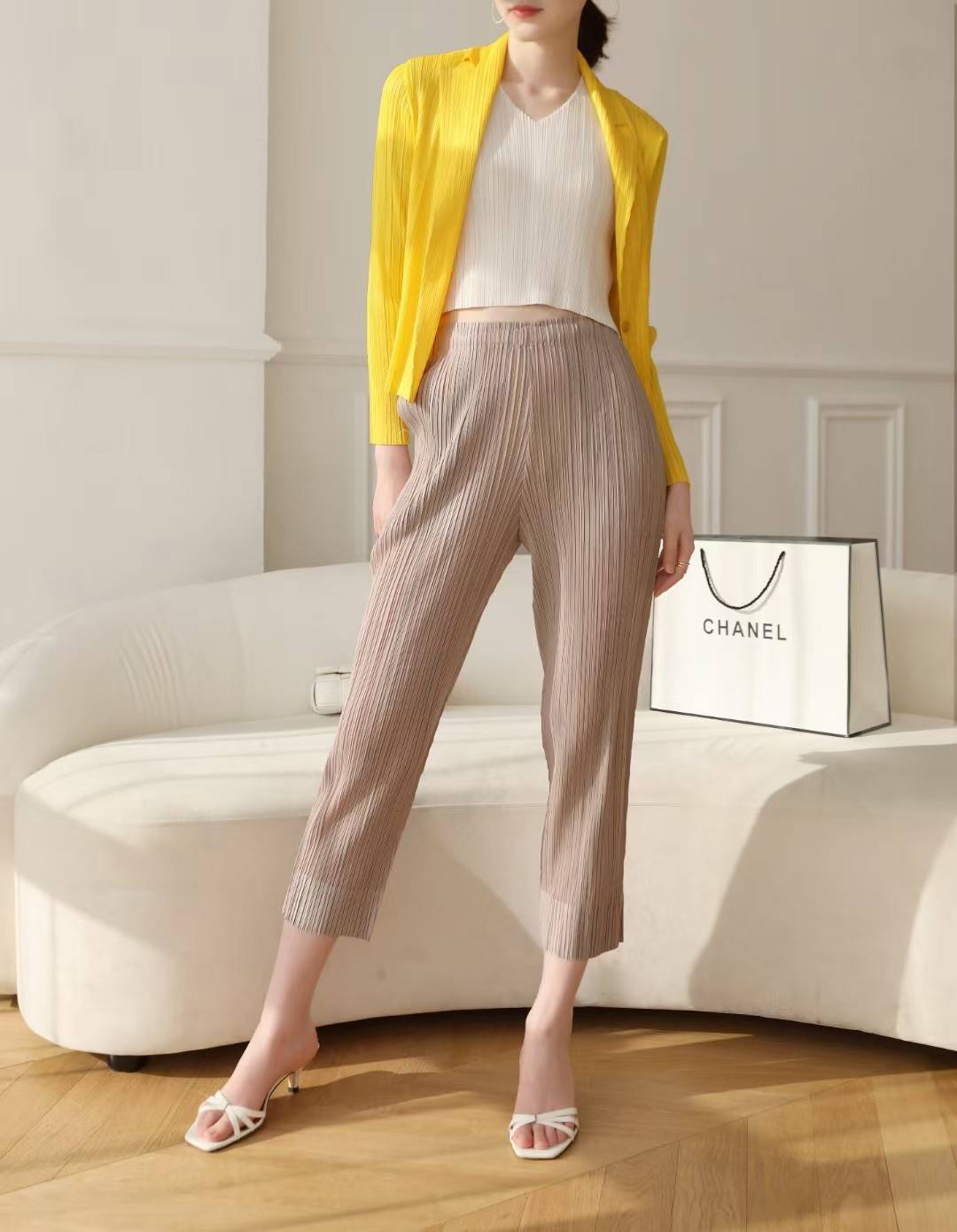 ยาว 34นิ้ว!! 2MUAY BASIC รุ่น GJO6896 SLIM FIT PLEATED PANTS กางเกงผู้หญิง กางเกงอัดพลีท 14สี FREE SIZE