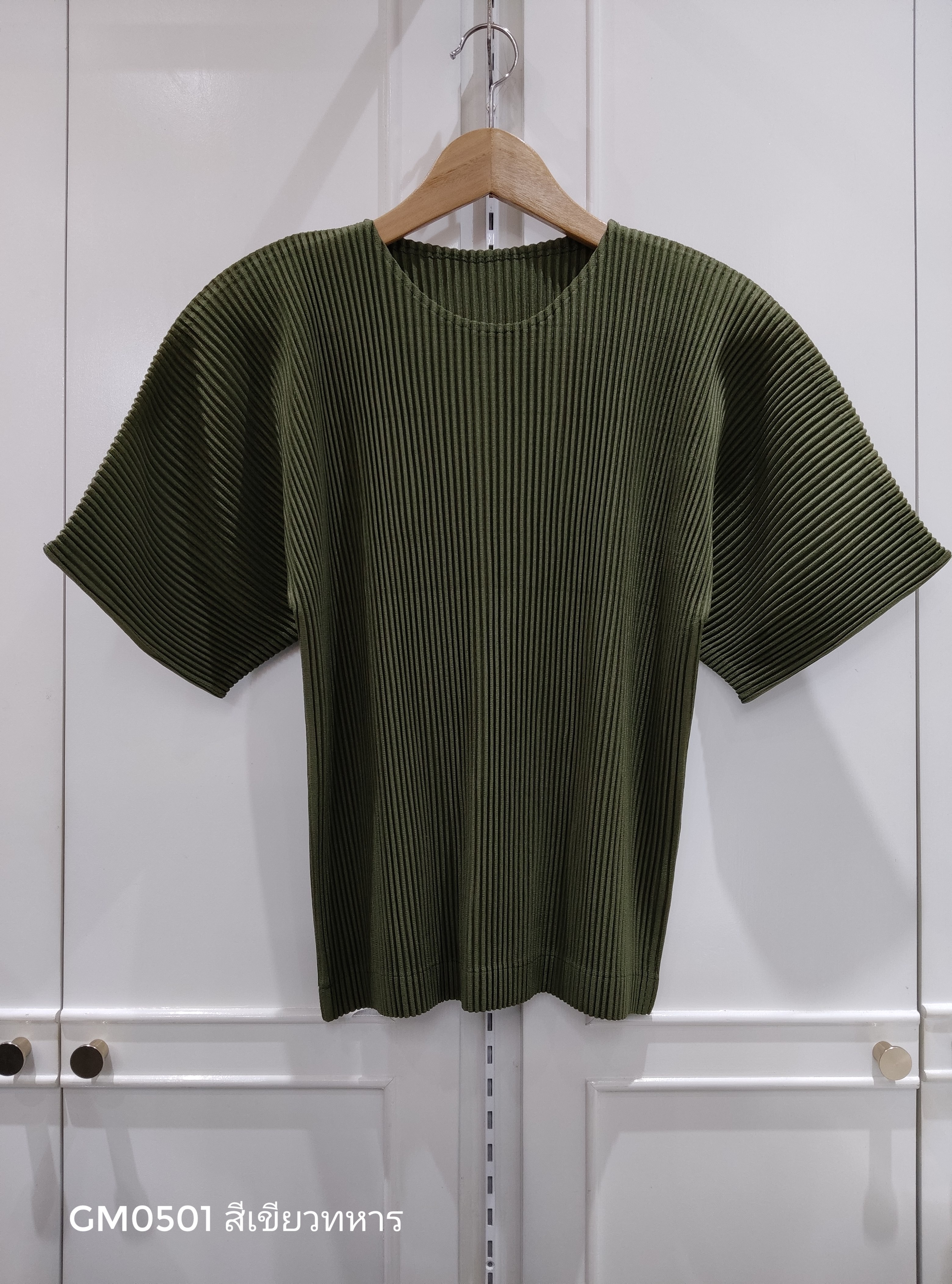 อกถึง42 ยาว22นิ้ว 2MUAY รุ่น GM0501 เสื้ออัดพลีท THICK SHORT SLEEVE PLEATED TOP 24 สี FREE SIZE