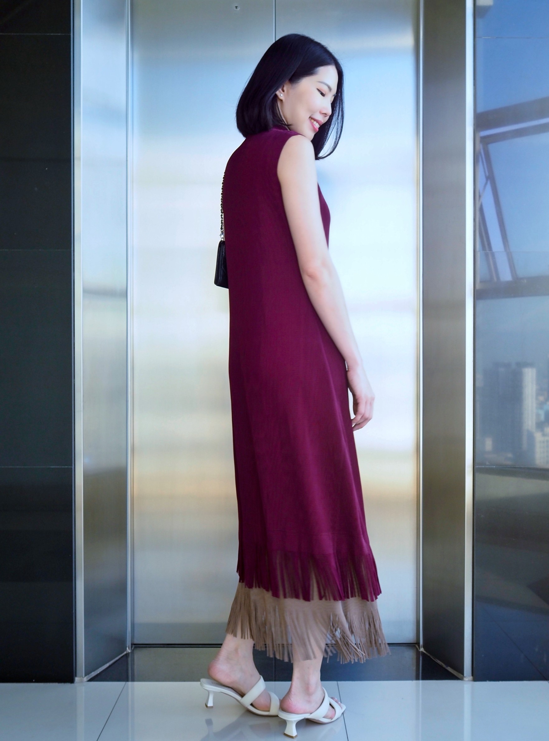 2MUAY รุ่น GJO11168 เดรสพลีทคุณภาพ SLEEVELESS LAYER FRINGE PLEATED DRESS 5 สี FREE SIZE