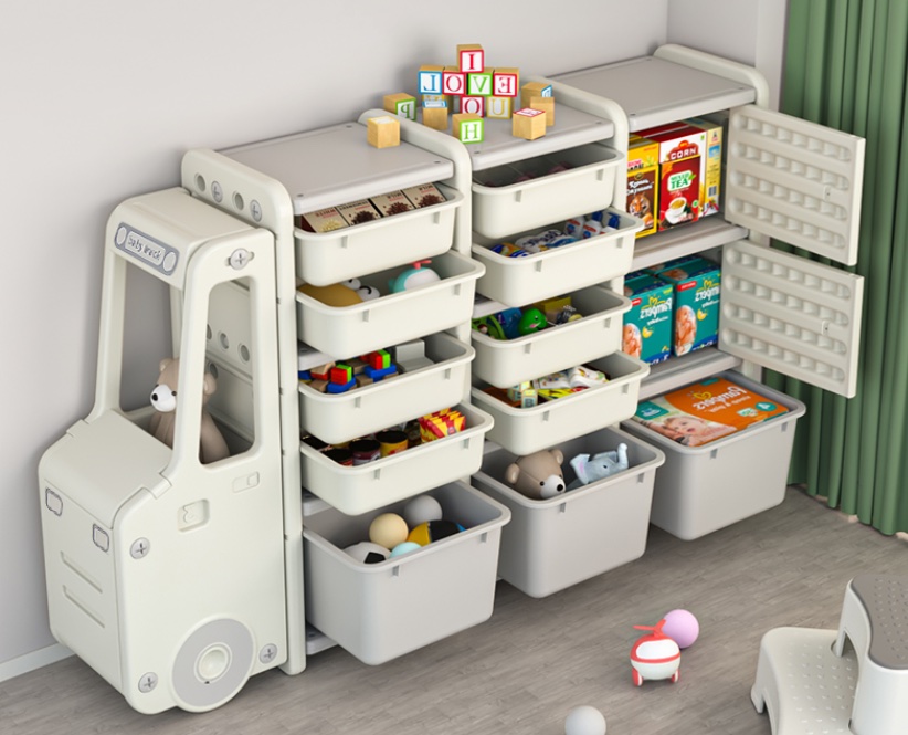 ชั้นวางของรถเด็ก 13ช่อง ชั้นเก็บของเด็ก,เฟอร์นิเจอร์เด็ก รถบัส พร้อมส่ง คิดค่าส่งตามจริง