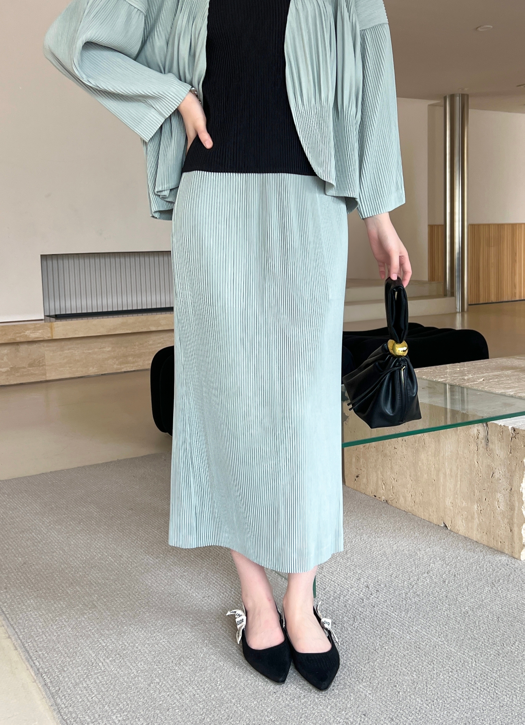 ยาว 33นิ้ว! 2MUAY รุ่น GJO1328 กระโปรงพลีทคุณภาพ THICK STRAIGHT PLEATED SKIRT 12 สี FREE SIZE