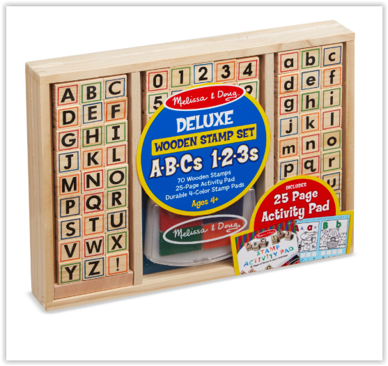 สแตมป์ตัวอักษร A-Z และตัวเลข ส่งเสริมการออกแบบ สร้างสรรค์งานศิลปะ Deluxe Wooden Stamp Set - ABCs 123s Melissa&Doug, ของเล่นเสริมพัฒนาการ, ของเล่น