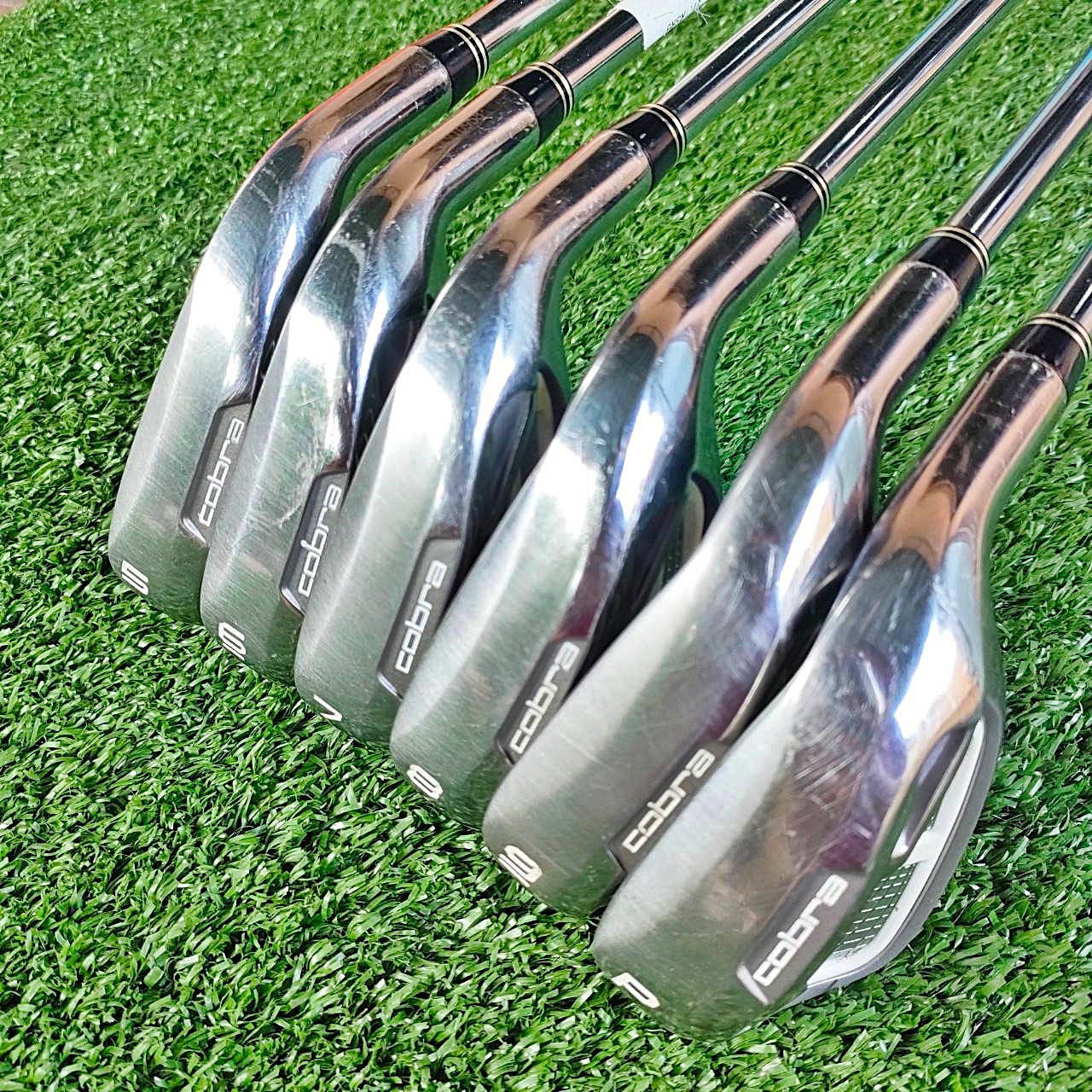 ชุดเหล็ก COBRA AMP CELL SILVER มีเหล็ก 5 - 9 เเละ PW ก้าน N.S.PRO 950GH FLEX R AMP CELL IRONS โฉบเฉี่ยวล้ำสมัย เป็นเหล็กที่ตีง่าย และตีไกลขั้นเทพ!!! ไม้กอล์ฟพรีเมี่ยมมือสอง ของแท้ By NakaraLuxurious