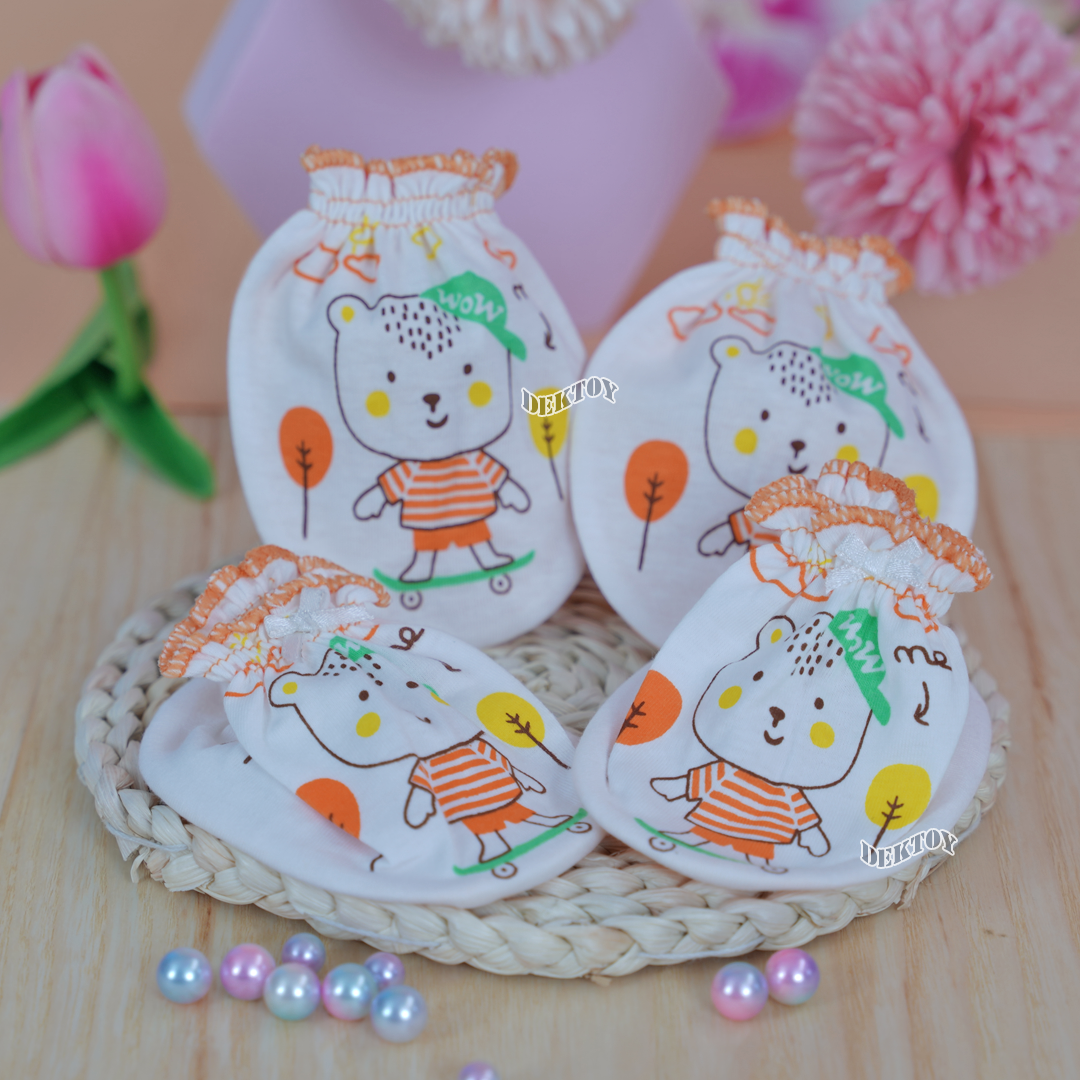 Nana ถุงมือ1คู่ ถุงเท้า1คู่ เด็กแรกเกิดทูโทน