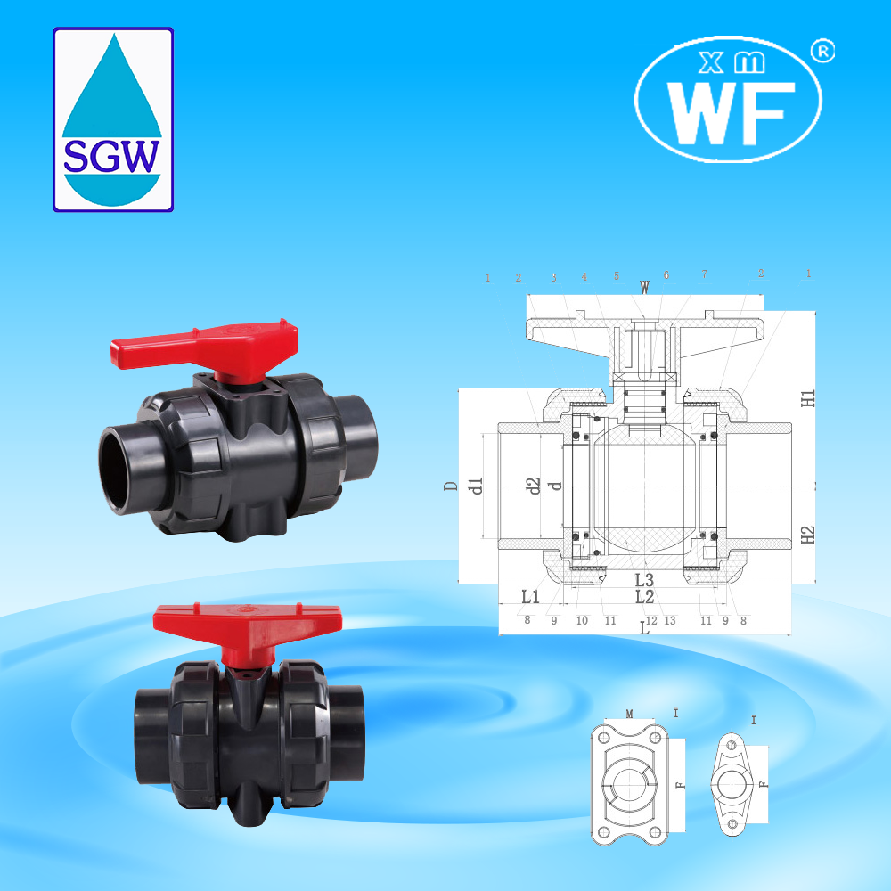 WF TRUE UNION BALL VALVE (UPVC) ANSI / CNS # VITON