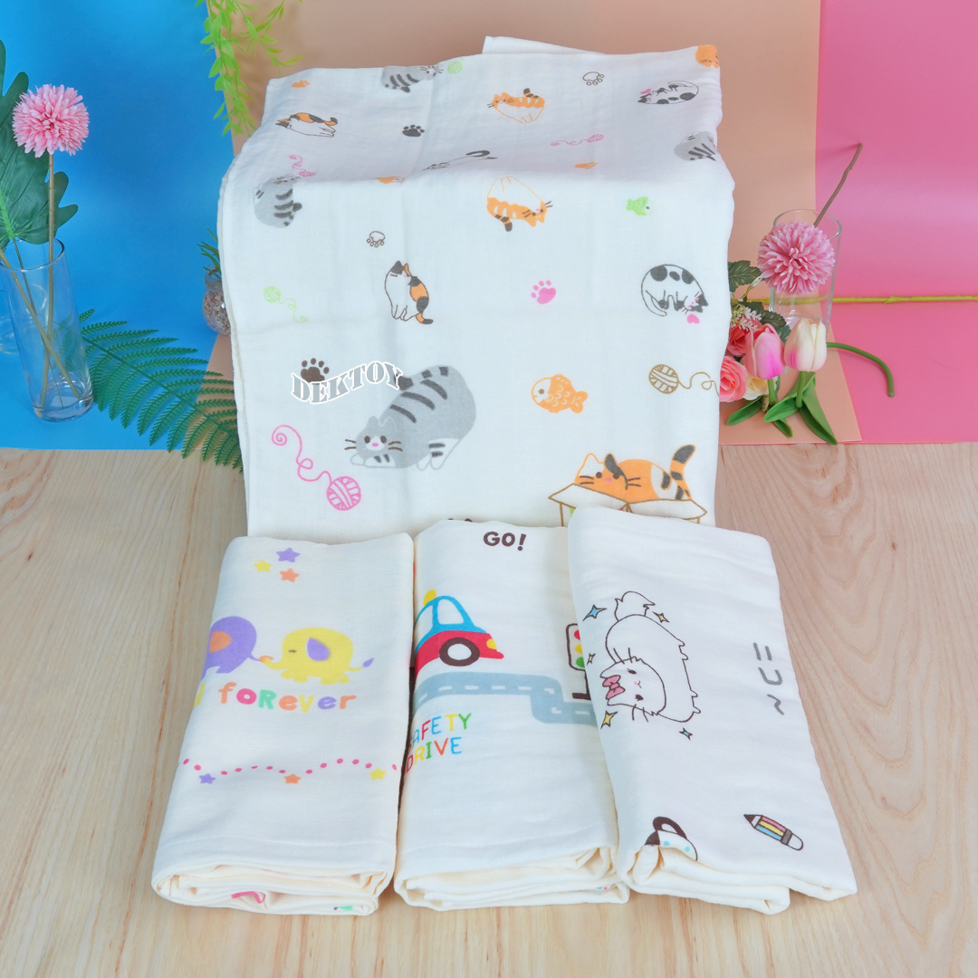 ผ้าเช็ดตัวเด็ก2หน้า ผ้าคอตตอน ผ้าขนหนู ไซส์ 24 x 48 นิ้ว