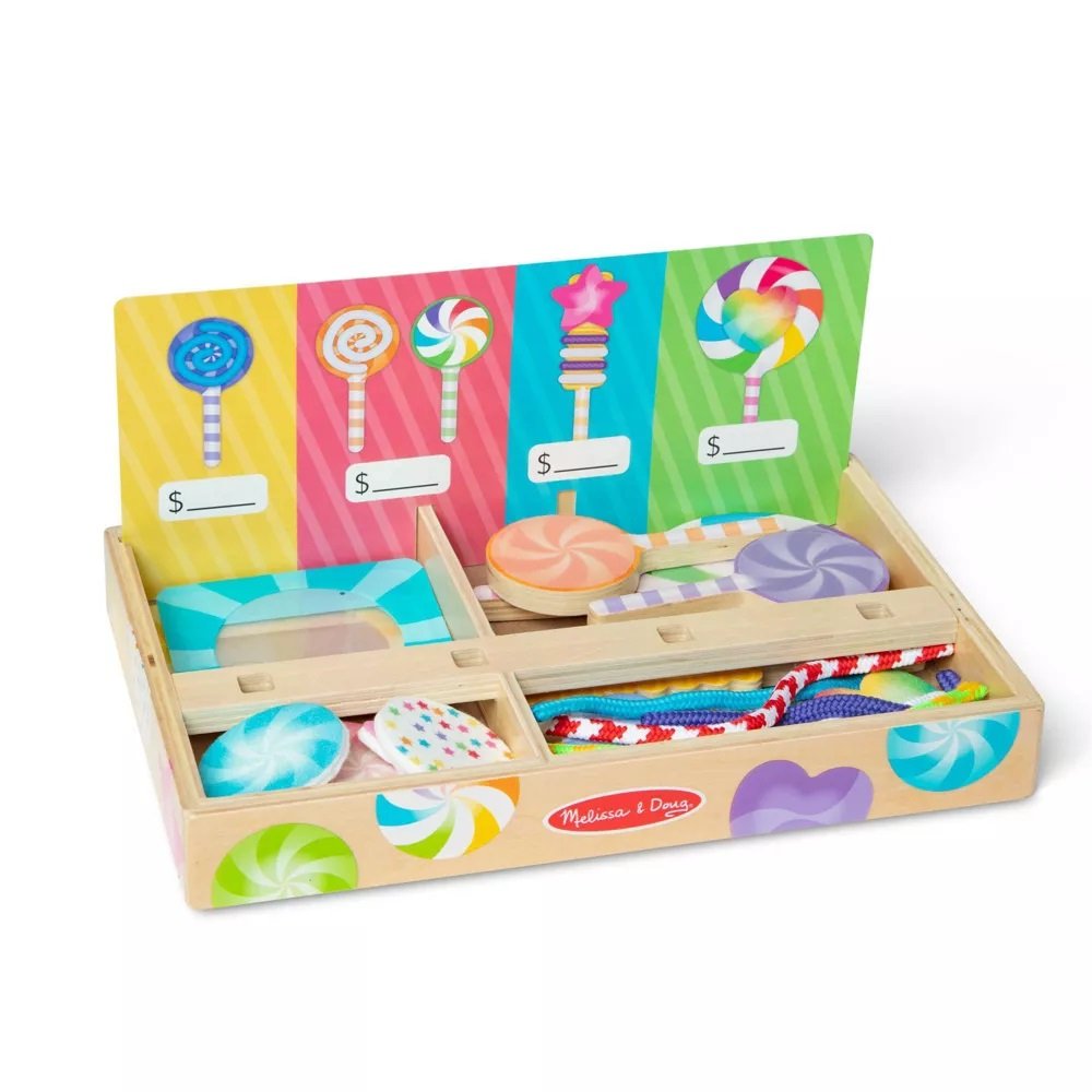 เล่นทำอมยิ้มลอลลี่ป๊อบ Mix & Match ปากกาตกแต่งเชือกบนแผ่นหนึบ Melissa & Doug Lollipop Play Set