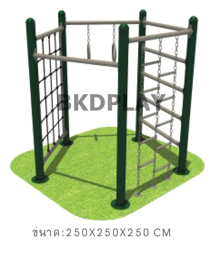 เครื่องออกกำลังกายกลางแจ้ง ชุดบาร์โหนปีนป่ายหกเหลี่ยม บาร์โหน ปีนป่ายหกเหลี่ยมลานกีฬา อเนกประสงค์ สนามกีฬา สั่งทำ 10-20 วัน