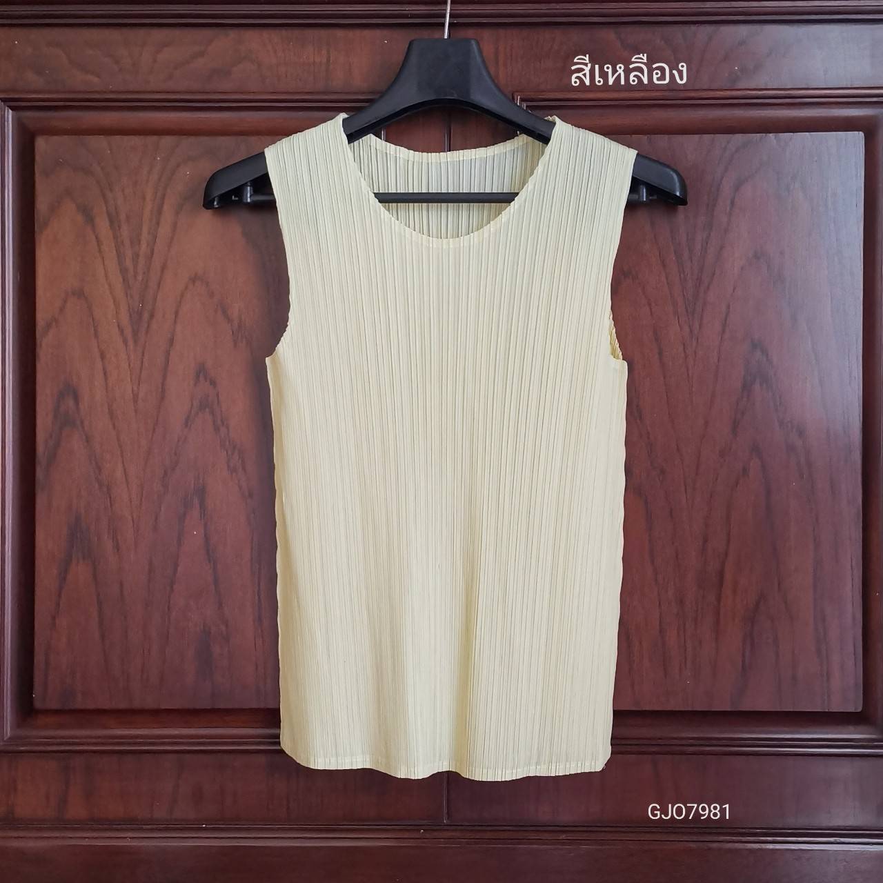 2MUAY BASIC รุ่น GJO7981 เสื้ออัดพลีทงานคุณภาพ BASIC ROUND NECK PLEATED TOP 20สี FREE SIZE