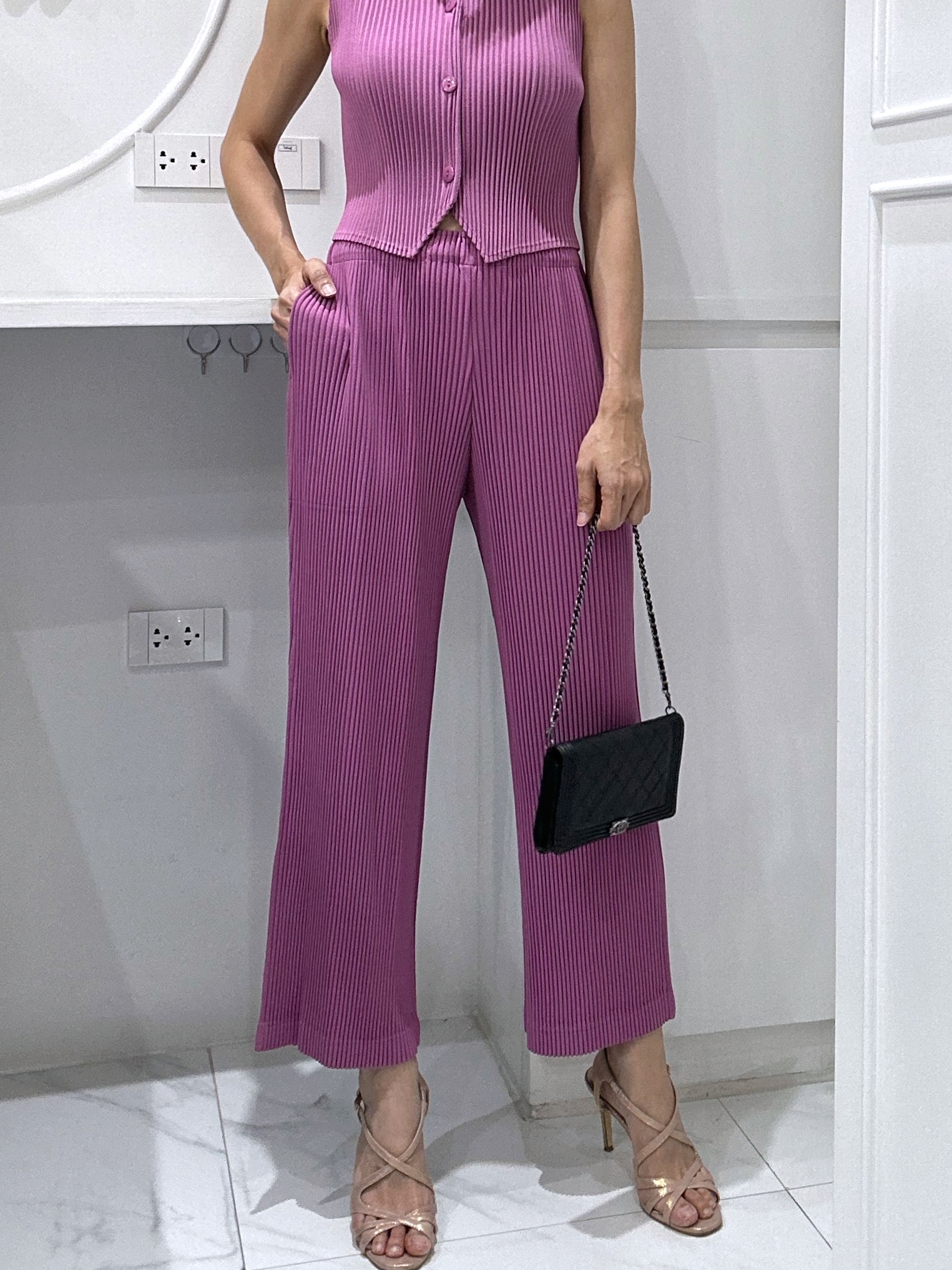 ยาว 36 นิ้ว 2MUAY รุ่น GJO2316 กางเกงผู้หญิง กางเกงพลีทคุณภาพ THICK STRAIGHT PLEATED PANTS 9 สี FREE SIZE
