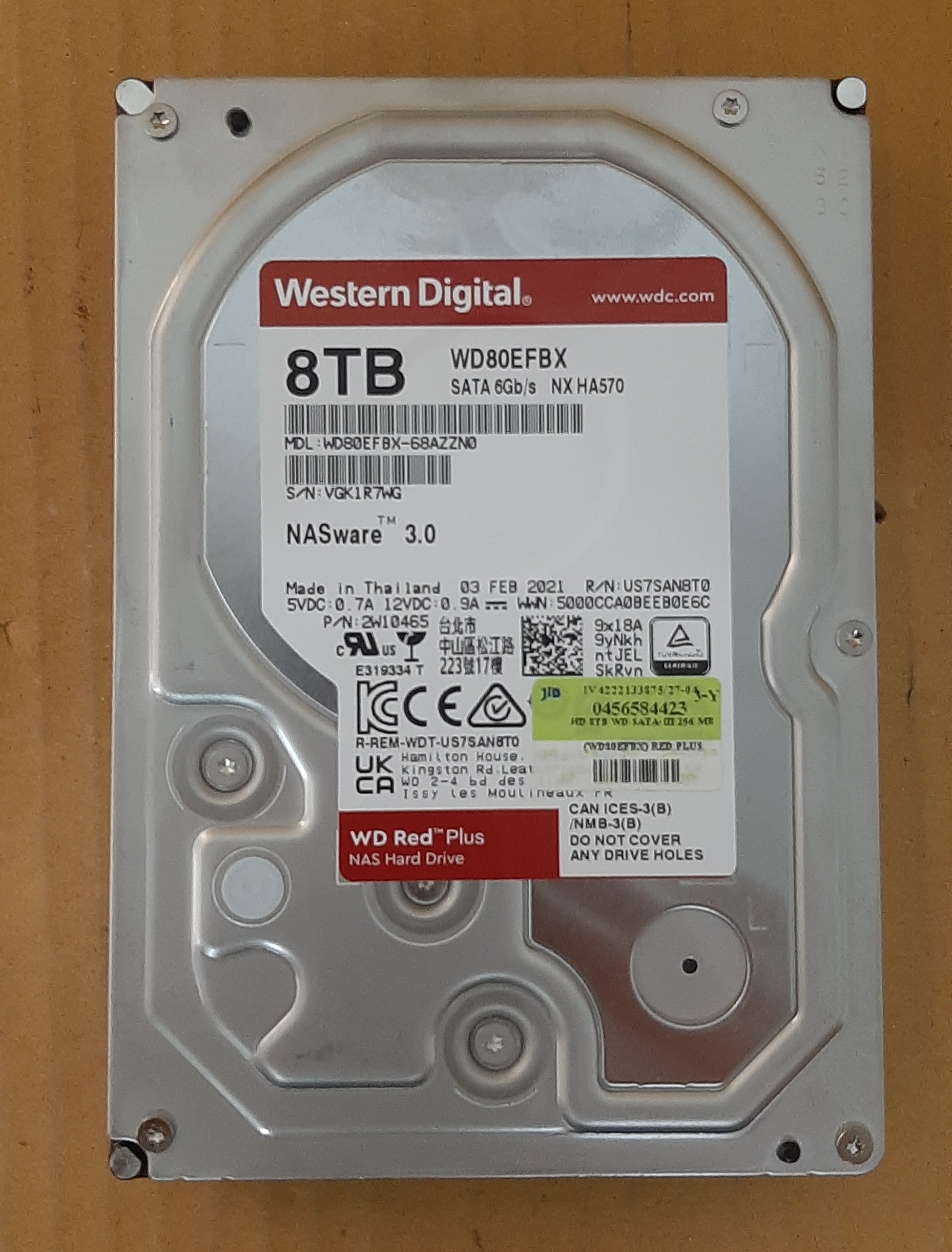HDD มือสอง ประกันศูนย์ เหลือ เยอะ WD Red 8TB SATA 3.5 6Gbps 7200RPM