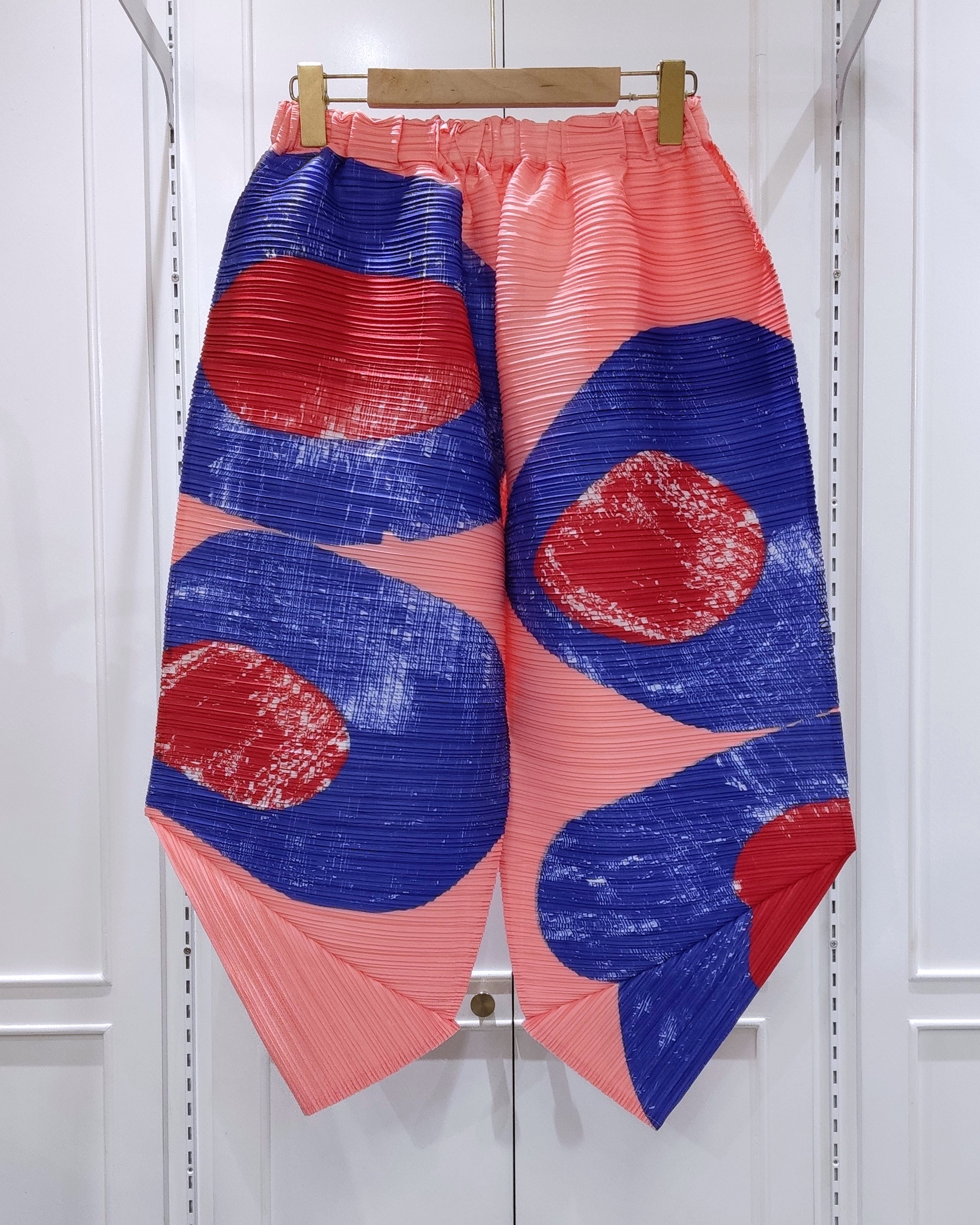 2MUAY รุ่น CX22305 กางเกงพลีทคุณภาพ PRINTED ANGLE PLEATED PANTS 6 สี FREE SIZE