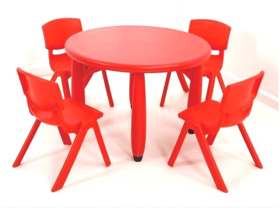 ชุดโต๊ะกลมขาพลาสติก พร้อมเก้าอี้ 4 ตัว โต๊ะนักเรียน,โต๊ะเขียนหนังสือเด็ก,โต๊ะกิจกรรม โต๊ะวงกลม, โต๊ะพลาสติก พร้อมส่ง สำหรับเด็ก อนุบาล โรงเรียน เนอสเซอรี่ ศูนย์พัฒนาเด็กเล็ก