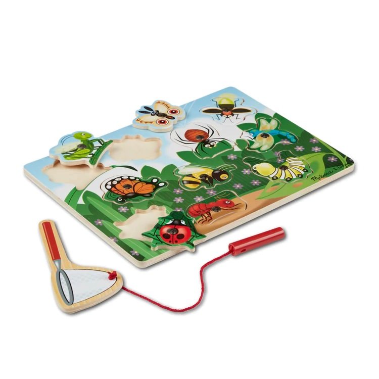 [10ชิ้น+ด้ามจับแม่เหล็ก] รุ่น 3779 บอร์ดเกมแม่เหล็ก รุ่นจับแมลง Melissa & Doug Magnetic Puzzle Game - Bug Catching ของเล่นเสริมพัฒนาการ,ของเล่น