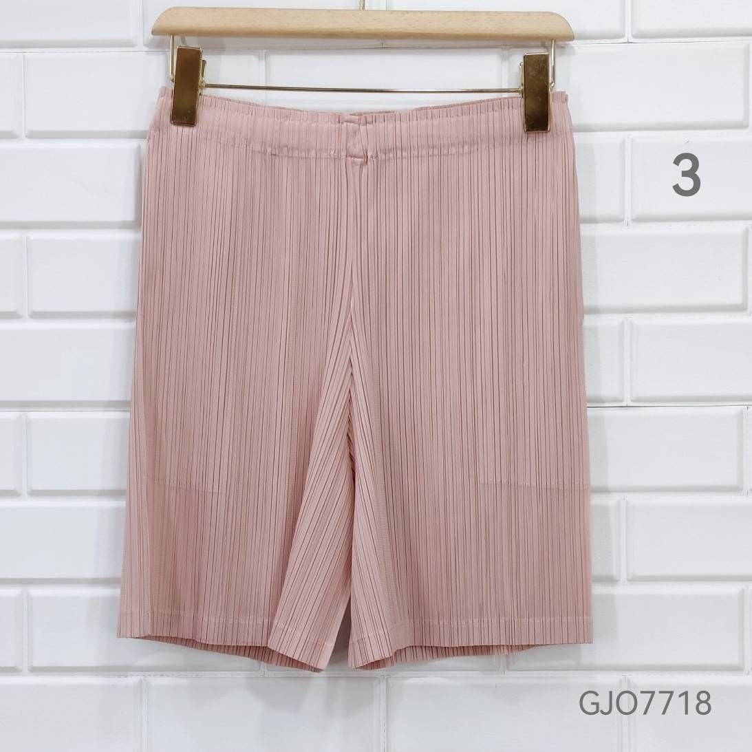 2MUAY BASIC รุ่น GJO7718 กางเกงอัดพลีทงานคุณภาพ BASIC SHORT PLEATED PANTS 12สี FREE SIZE