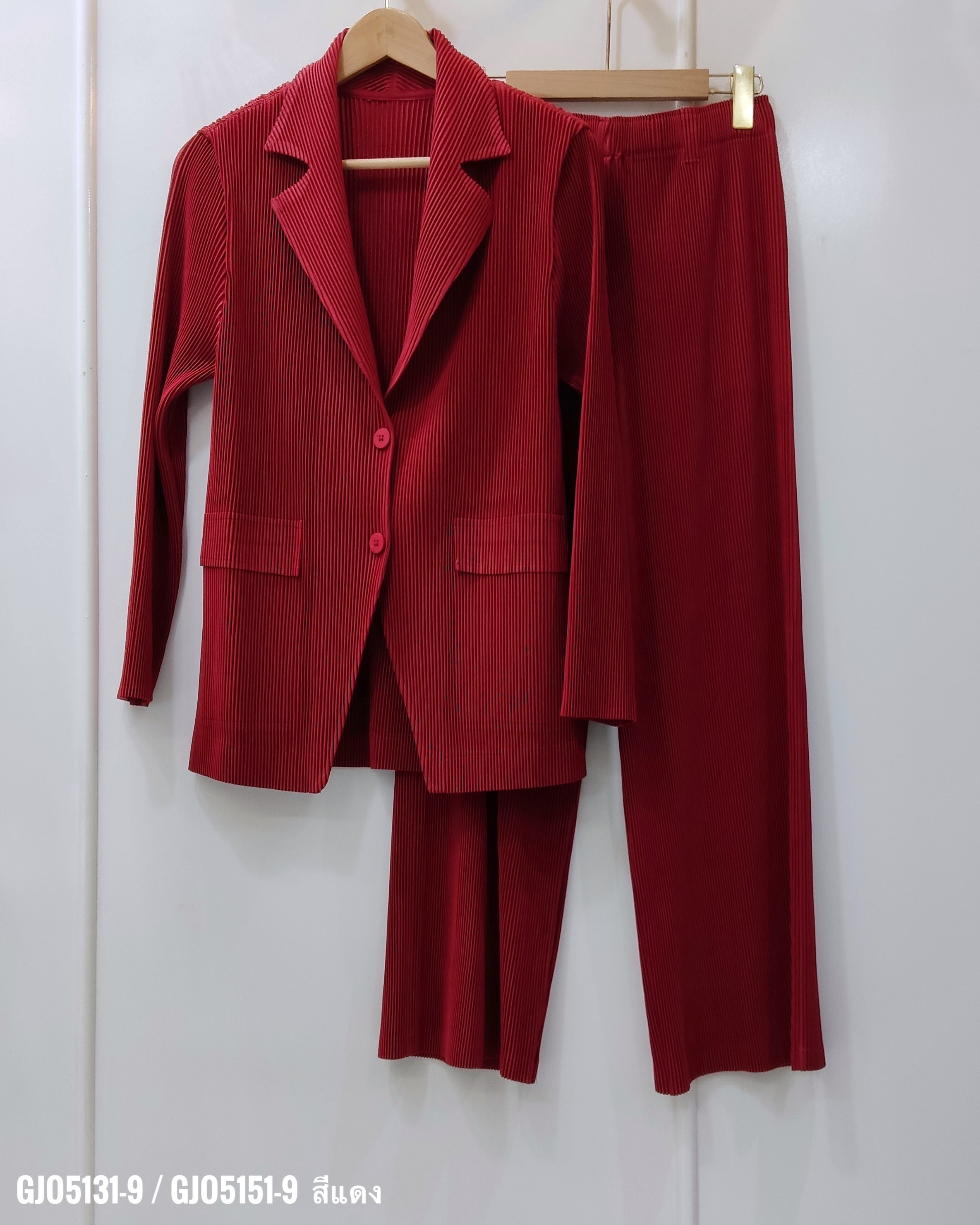 สีใหม่ ยาว37.5 นิ้ว 2MUAY รุ่น GJO5131-9 / GJO5151-9 เซ็ตพลีท THICK MINIMAL LUXE PLEATED BLAZER SET 8 สี FREE SIZE