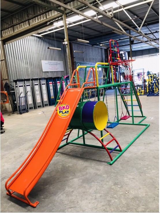 ชุดรวม E เชือกถักใหญ่ ประกอบด้วยสไลเดอร์ชิงช้าปีนป่ายแป้นบาสและถังลอดถ้ำ กระดานลื่นเหล็ก เครื่องเล่นสนามกลางแจ้ง เครื่องเล่นสนามเหล็ก OutdoorPlayground,ผลิตเครื่องเล่นสนาม,เครื่องเล่นในสนามเด็กเล่น,เครื่องเล่นงบสพฐ.,ประชารัฐ, ราคาโรงงาน