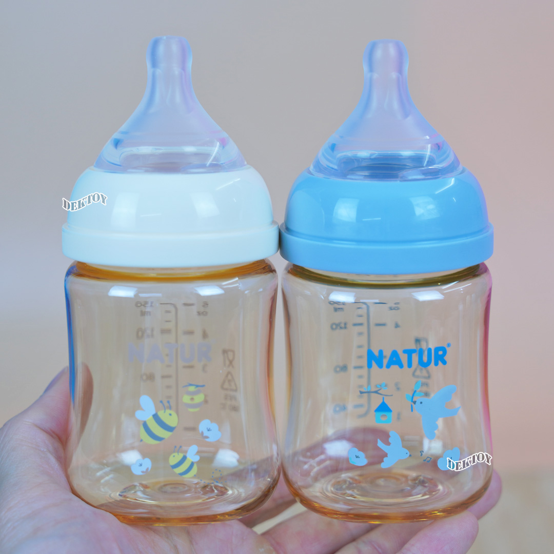 ขวดนมเนเจอร์ อินฟินิทสีชา PES Natur infinit ขวดนมคอกว้าง 5 และ 9 ออนซ์ แพ็ค2ขวด จุกนมไม่ดูดไม่ไหล 0-18 เดือน