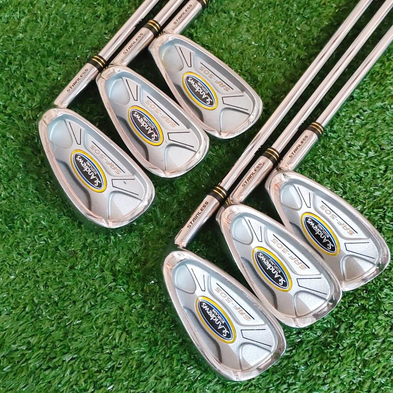 ชุดเหล็ก ST.ANDREWS SCOTLAND SAF-505 มีเหล็ก 5-9 เเละ PW ก้านเหล็ก ST.ANDREWS FLEX R ชุดเหล็กใบใหญ่ ตีง่าย!!! มือใหม่ยิ่งตีง่าย, ก้านเหล็กแม่นยำ ไม้กอล์ฟมือสอง ของแท้ BY NakaraLuxurious