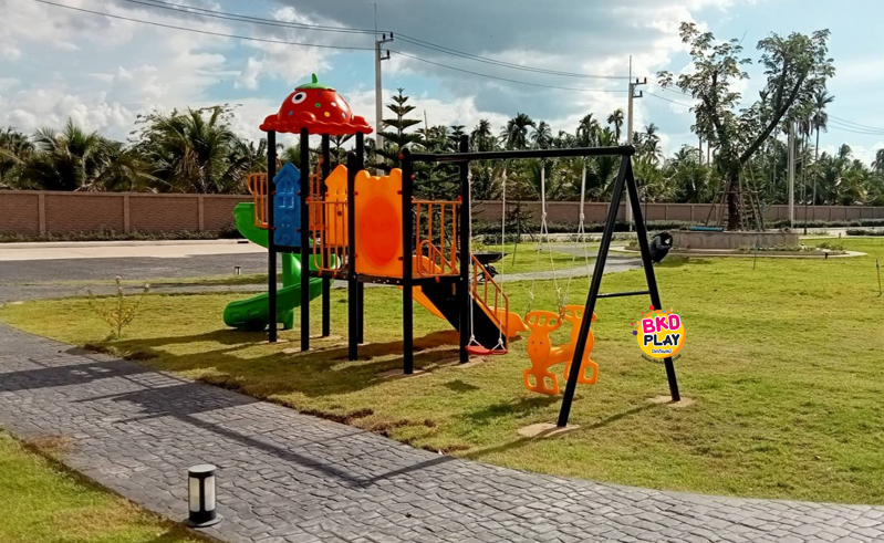 เครื่องเล่นสนามกลางแจ้ง,ชุด สวนผลไม้ พร้อมชิงช้า สไลเดอร์, กระดานลื่น, สนามเด็กเล่น งบสพฐ ประชารัฐ, ราคาโรงงาน playground,สไลเดอร์,ของเล่นเสริมพัฒนาการ,เครื่องเล่นสนาม, สนามเด็กเล่น